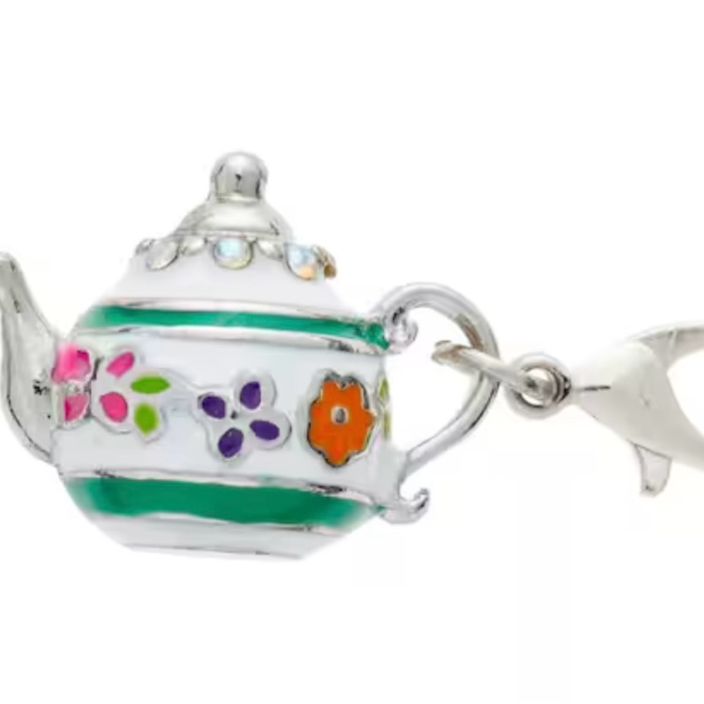Silver and Multicolor Teapot Charm